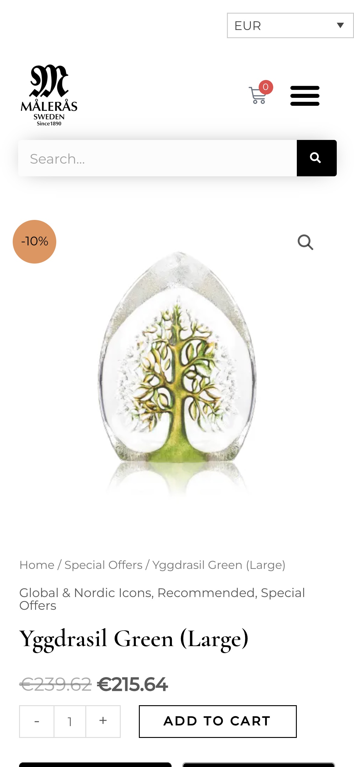 A product page on a phone.