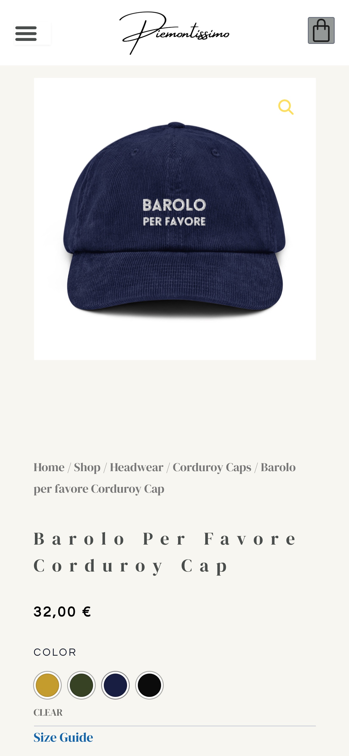 A product page on a phone.